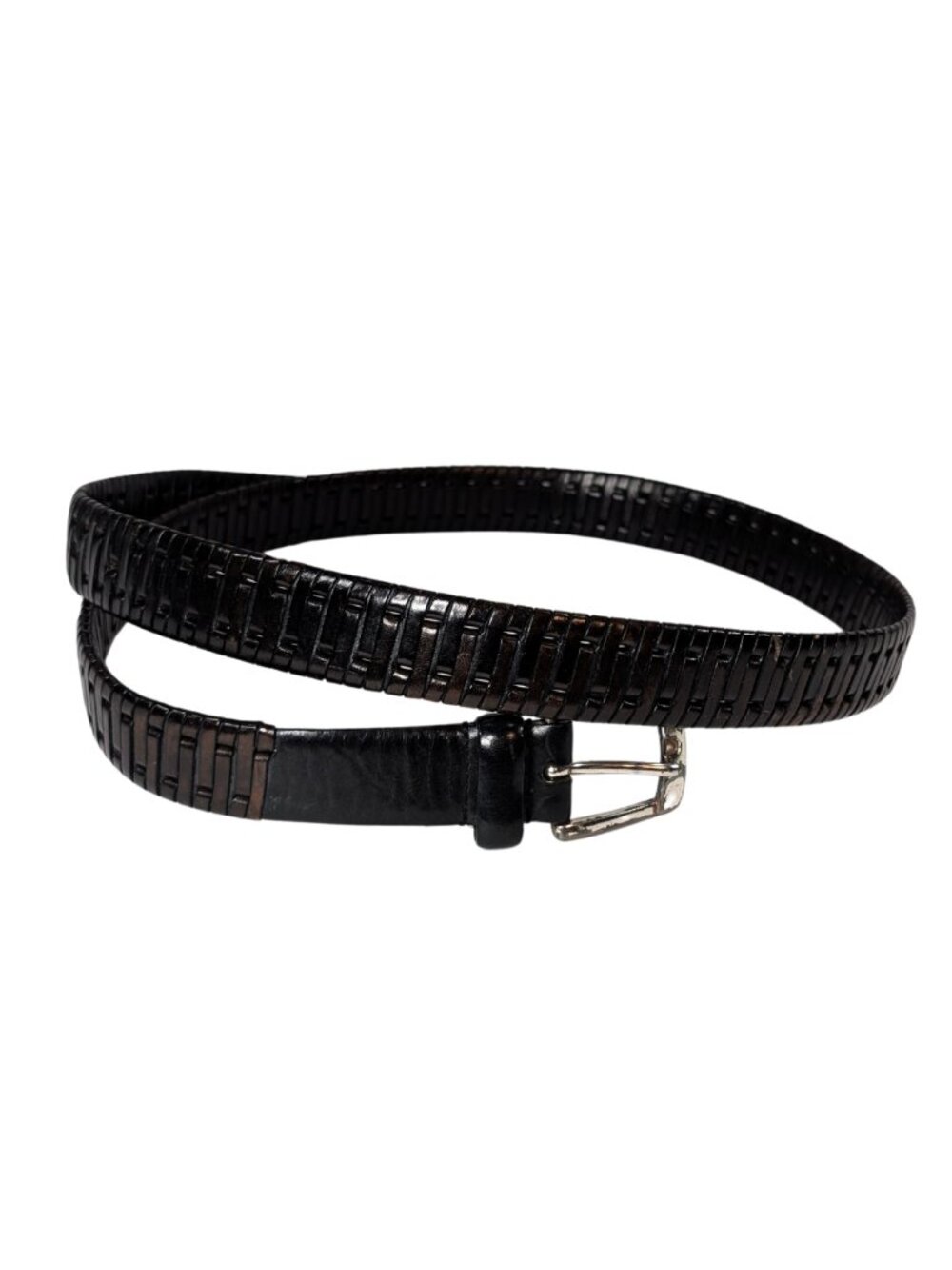 Fossil Men's XL 38 96 Brown Black Woven Adjustable Leather Belt